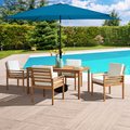 Alaterre Furniture 6 Piece Set, Okemo Table with 4 Chairs, 10-Foot Rectangular Umbrella Turquoise ANOK01RE14S4